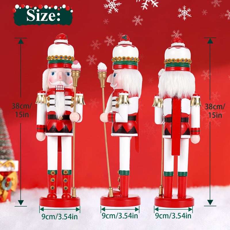 Tpudn Store Christmas Decorations Nutcracker Ornament,15 inch Wooden Traditional Nutcracker,Festive Collectible Christmas Nutcracker Party Tabletop Thanksgiving Decor(Strawberry) - Image 1
